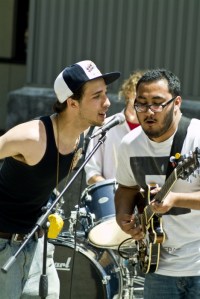 Diesel Tyne and Raul Flores perform in order to publicize the multicultural Festival at the Quary Plaza. Photo by Olivia Irvin.