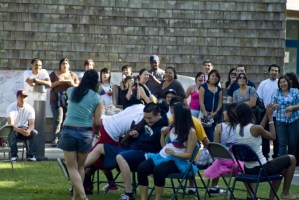 Despite budget cuts, the Bridge program and EOP met at Oakes on Friday, May 15 for a social barbecue that included a game of musical chairs. Photo by Olivia Irvin.