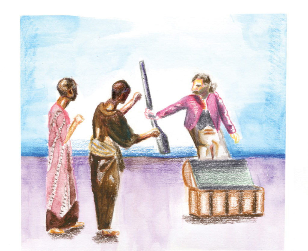 In 2010, Rainbow Theater and AATAT produced These People Can Fly, an African American play “describing the journey through the legacy of slavery and the journey to freedom.” Illustration by Maren Slobody.