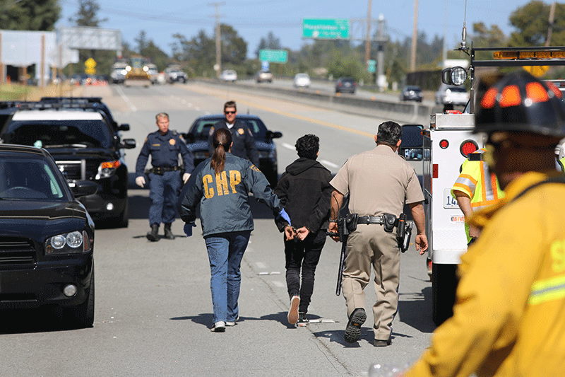 The six UCSC students arrested on Highway 17 are suspended from the university until fall 2016. Photo by Stephen De Ropp.